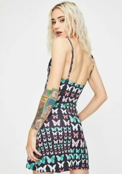 O Mighty Dresses Black Butterfly Cami Dress