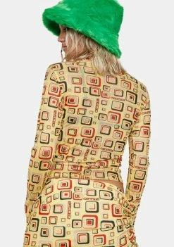 O Mighty Yellow Cubby Mesh Long Sleeve Top