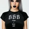 O Mighty 666 Velvet Crop Tee Tops