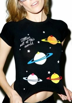 O Mighty Tops Titties Galaxy Crop Tee
