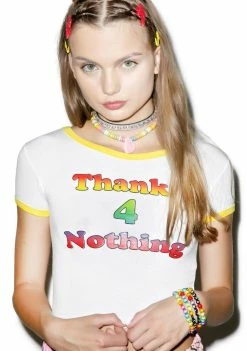 O Mighty Tops Thanks 4 Nothing Ringer Tee