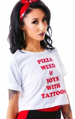 O Mighty Pizza, Weed & Boys Crop Tee
