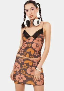 O Mighty Mocha Hibiscus Mini Skirt