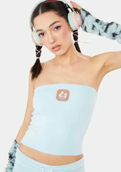 O Mighty Tops Blue Aloha Boob Tube