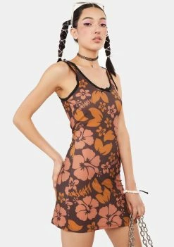 O Mighty Mocha Hibiscus Mini Dress Sundress