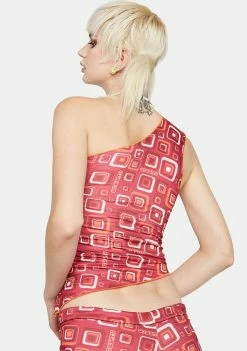O Mighty Tops Lipstick Cubby One Shoulder Top