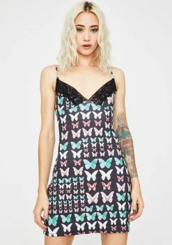 O Mighty Dresses Black Butterfly Cami Dress