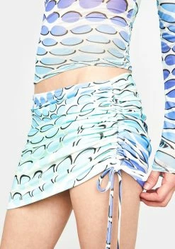 O Mighty Blue Gradient Warp Mini Skirt