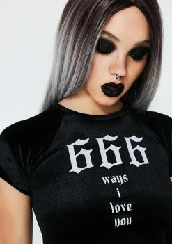 O Mighty 666 Velvet Crop Tee Tops
