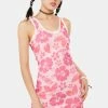 O Mighty Pink Hibiscus Mini Dress Sundress