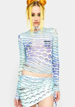 O Mighty Blue Gradient Warp Mini Skirt