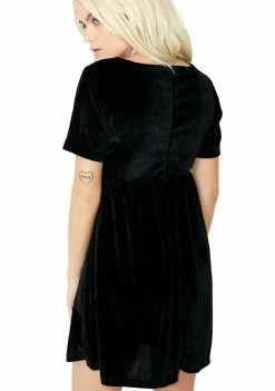 O Mighty Cruel Girl Velvet Babydoll Dress