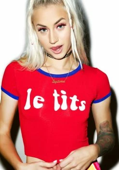 O Mighty Le Tits Ringer Tee Tops