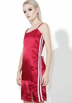 O Mighty Maroon Silk Kitten Dress Dresses