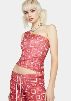 O Mighty Tops Lipstick Cubby One Shoulder Top