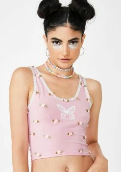 O Mighty Pixie Butterfly Flowerbud Tank Top Tops