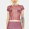 O Mighty Tops Pink Illusion Mesh Baby Tee