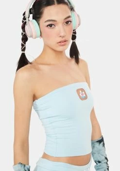 O Mighty Tops Blue Aloha Boob Tube