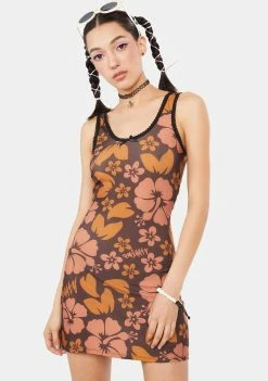 O Mighty Mocha Hibiscus Mini Dress Sundress