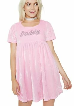 O Mighty Dresses Daddy Velvet Babydoll Dress
