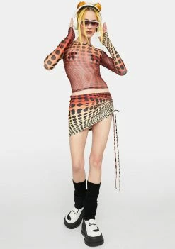 O Mighty Orange Illusion Mini Skirt Bottoms