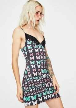 O Mighty Dresses Black Butterfly Cami Dress