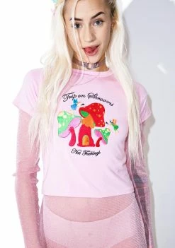 O Mighty Trip On Shrooms Cropped Tee Tops
