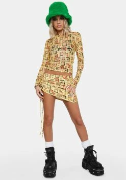 O Mighty Yellow Cubby Mesh Long Sleeve Top