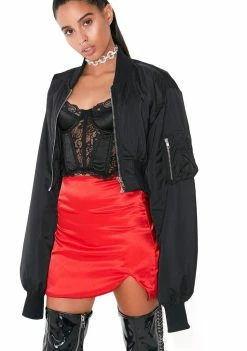 O Mighty Hot Red Silk Kitten Skirt Bottoms