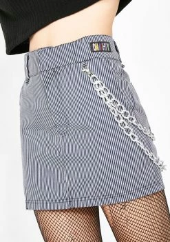O Mighty Bottoms Pinstripe Chain Skirt