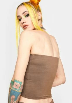 O Mighty Brown Aloha Tube Top Tops