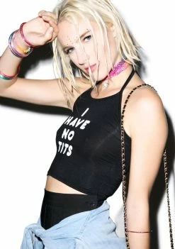 O Mighty Tops I Have No Tits Halter Top