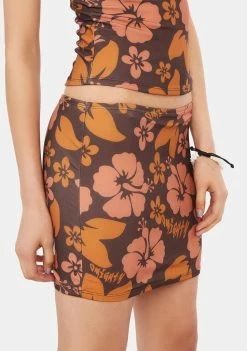 O Mighty Mocha Hibiscus Mini Skirt