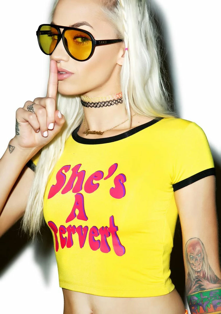 Discount ⭐ O Mighty Tops Sheâs A Pervert Ringer Tee 🎉 5 O Mighty Tops Sheâs A Pervert Ringer Tee