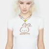O Mighty Crop Tee Bunny Logo Ringer Tee