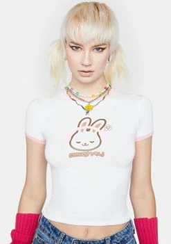 O Mighty Crop Tee Bunny Logo Ringer Tee
