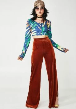 O Mighty Jade Tie Dye Button Crop Top Tops