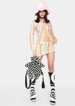 O Mighty Rainbow Squiggly Mini Skirt Bottoms