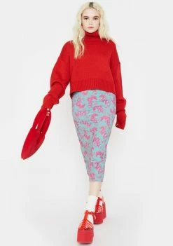 O Mighty Bottoms Teal Dragon Midi Skirt