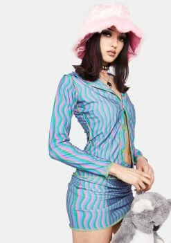 O Mighty Tops Blue Squiggly Shirt