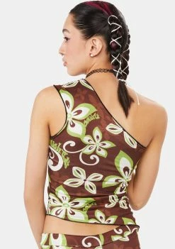 O Mighty Mocha Malibu One Shoulder Top Tank Crop Top