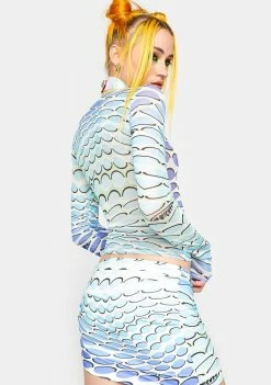 O Mighty Blue Gradient Warp Mini Skirt