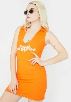O Mighty Orange Butterfly Mini Dress