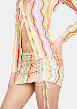 O Mighty Rainbow Squiggly Mini Skirt Bottoms