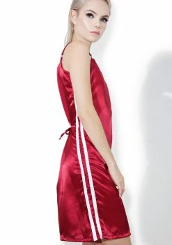 O Mighty Maroon Silk Kitten Dress Dresses