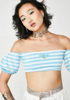 O Mighty Tops Flower Power Bardot Off Shoulder Top