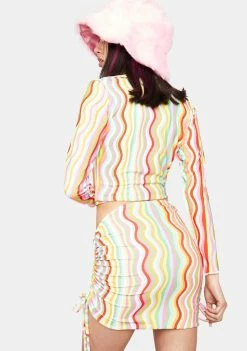 O Mighty Rainbow Squiggly Mini Skirt Bottoms