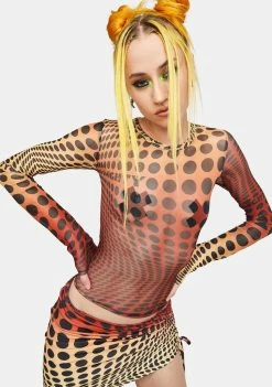 O Mighty Orange Illusion Mesh Top Mesh Shirt