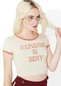O Mighty Reading Is Sexy Ringer Tee Tops