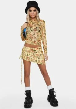 Buy โจ O Mighty Yellow Cubby Ruched Mini ๐ Skirt โจ 8 O Mighty Yellow Cubby Ruched Mini Skirt